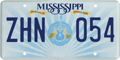 MS license plate ZHN054
