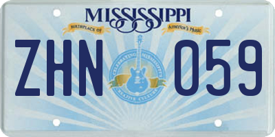 MS license plate ZHN059