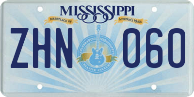 MS license plate ZHN060