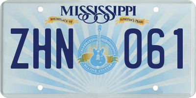 MS license plate ZHN061