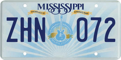 MS license plate ZHN072