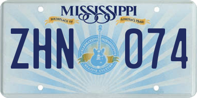 MS license plate ZHN074