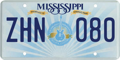 MS license plate ZHN080