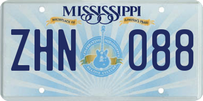 MS license plate ZHN088