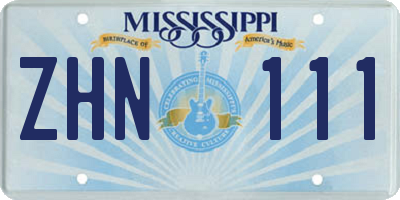 MS license plate ZHN111