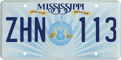 MS license plate ZHN113