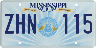 MS license plate ZHN115