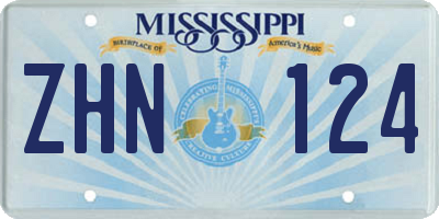 MS license plate ZHN124