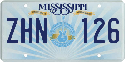 MS license plate ZHN126