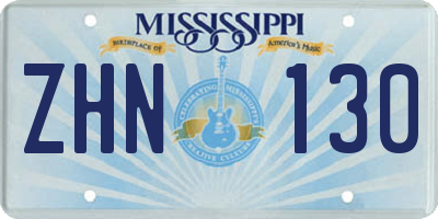 MS license plate ZHN130