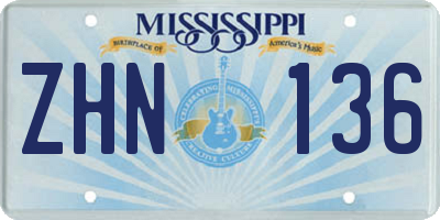MS license plate ZHN136
