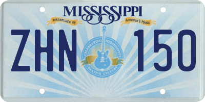 MS license plate ZHN150