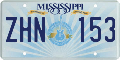 MS license plate ZHN153