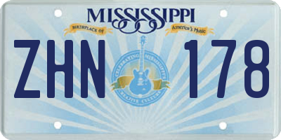 MS license plate ZHN178