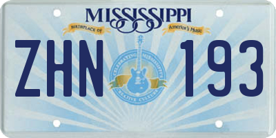 MS license plate ZHN193