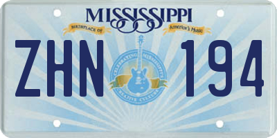 MS license plate ZHN194