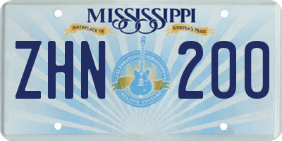 MS license plate ZHN200