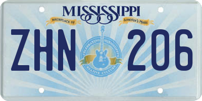 MS license plate ZHN206