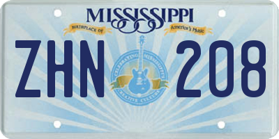 MS license plate ZHN208