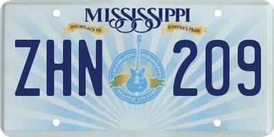 MS license plate ZHN209