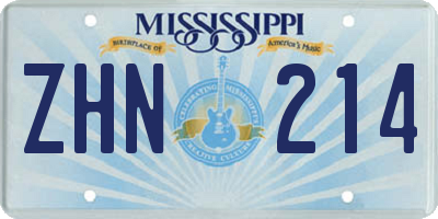 MS license plate ZHN214