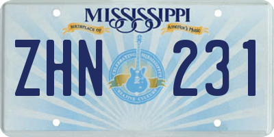 MS license plate ZHN231