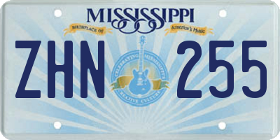 MS license plate ZHN255