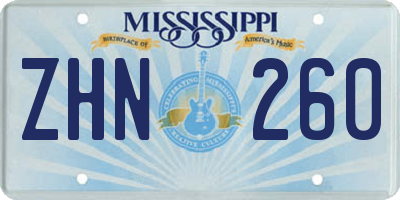 MS license plate ZHN260