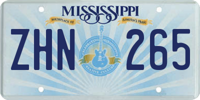 MS license plate ZHN265