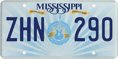 MS license plate ZHN290