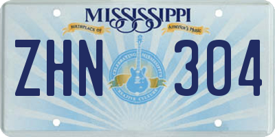 MS license plate ZHN304