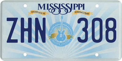 MS license plate ZHN308