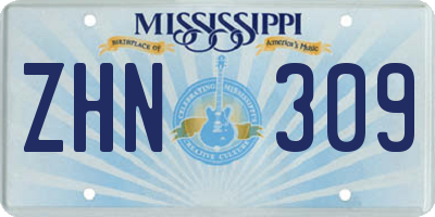 MS license plate ZHN309