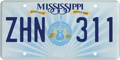 MS license plate ZHN311