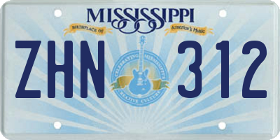 MS license plate ZHN312