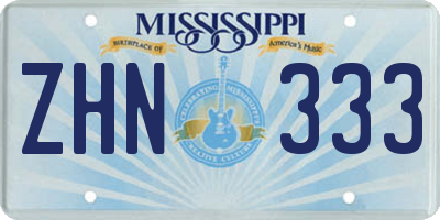 MS license plate ZHN333