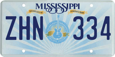 MS license plate ZHN334