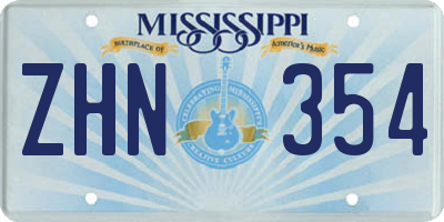 MS license plate ZHN354
