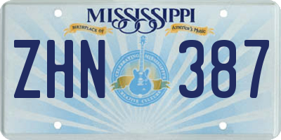 MS license plate ZHN387