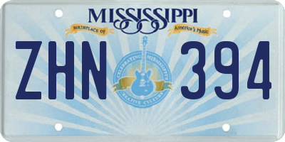 MS license plate ZHN394