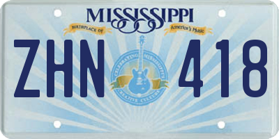 MS license plate ZHN418