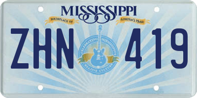 MS license plate ZHN419