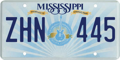 MS license plate ZHN445