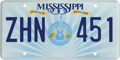 MS license plate ZHN451