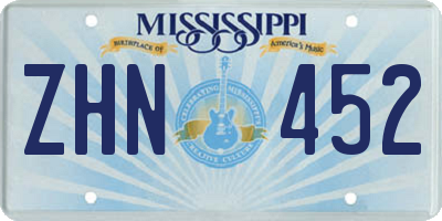 MS license plate ZHN452