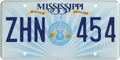 MS license plate ZHN454