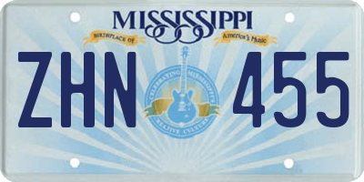MS license plate ZHN455