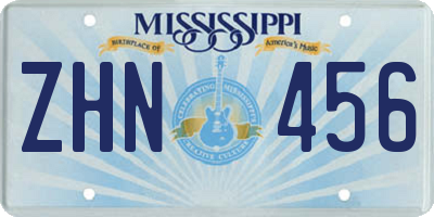 MS license plate ZHN456