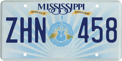 MS license plate ZHN458