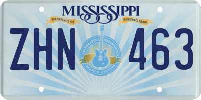 MS license plate ZHN463